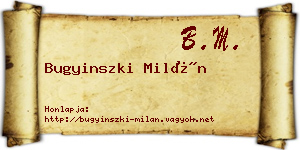 Bugyinszki Milán névjegykártya